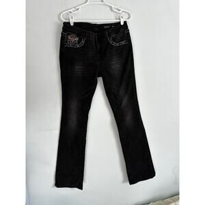 Grace in LA Easy Fit Embellished Jeans Women's Size 30 Black Faded Bootcut